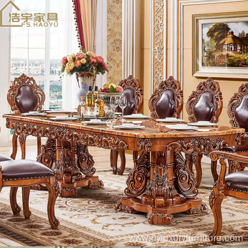 classic extendable wooden carved dining table set for 10 people
